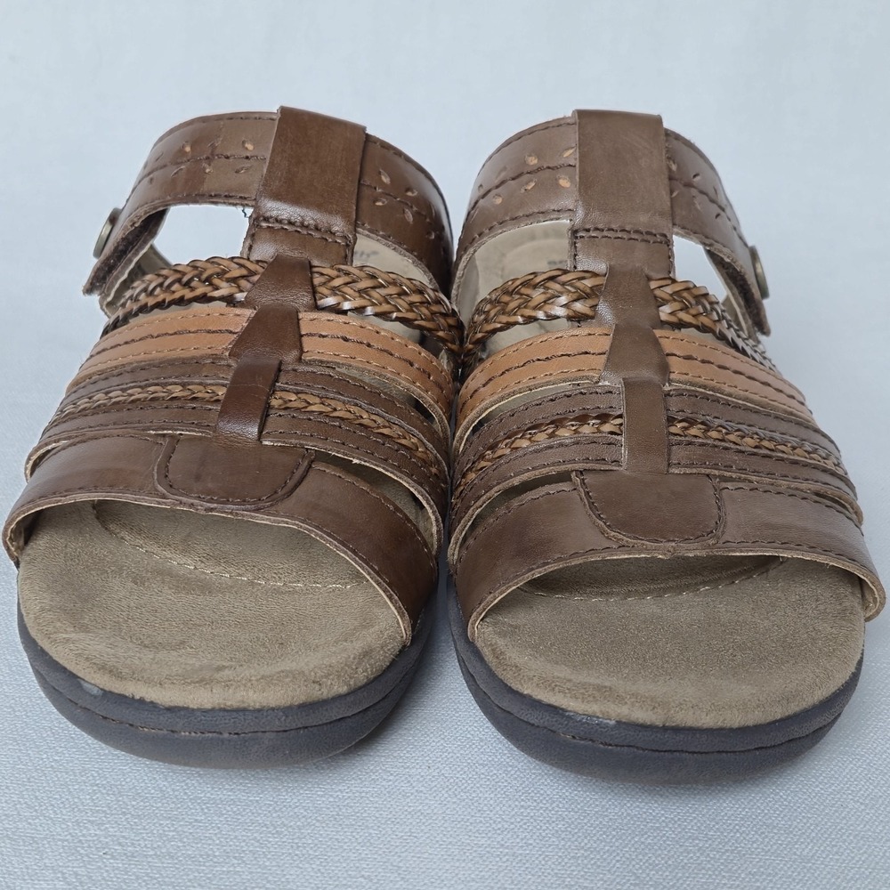Earth Origins Hayward Hollie Tri-Color Brown Leather Slide Sandals Women 8.5 Adj - Picture 4 of 9